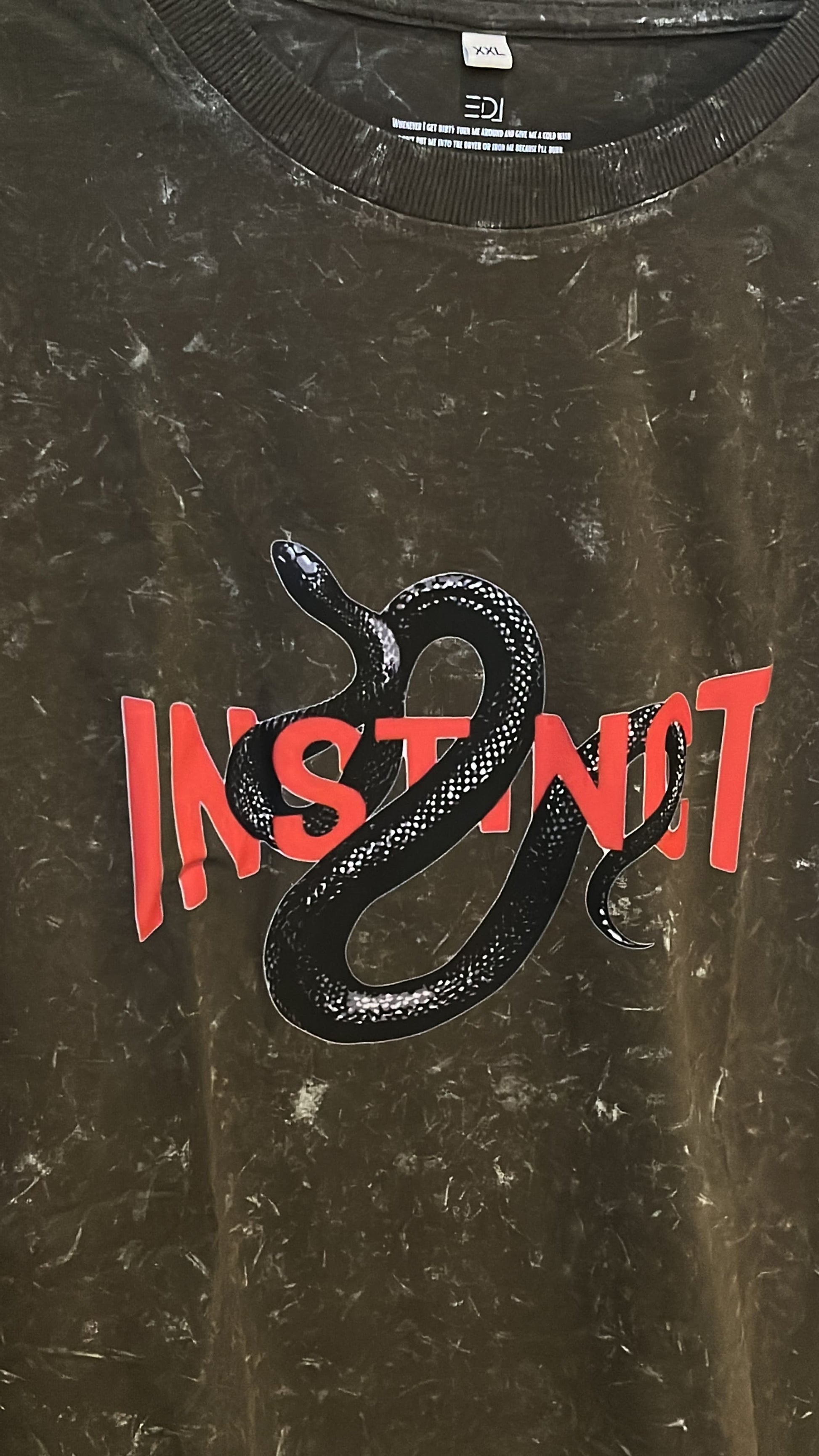 Instinct Green Stone Washed Oversized T-Shirt – Close-Up of Fabric and Texture