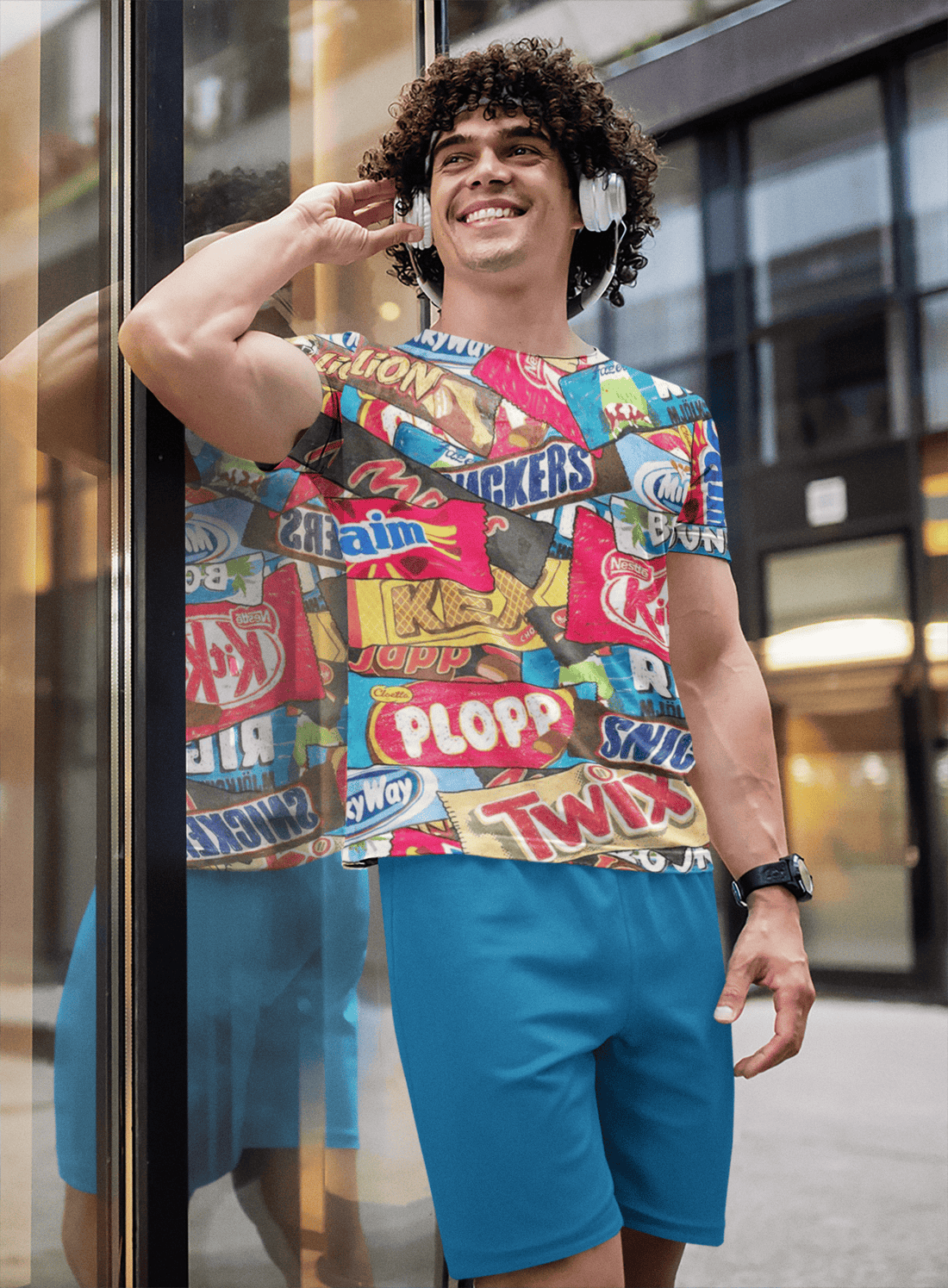 Kitkat Men’s T-Shirt – Front View Worn by Model