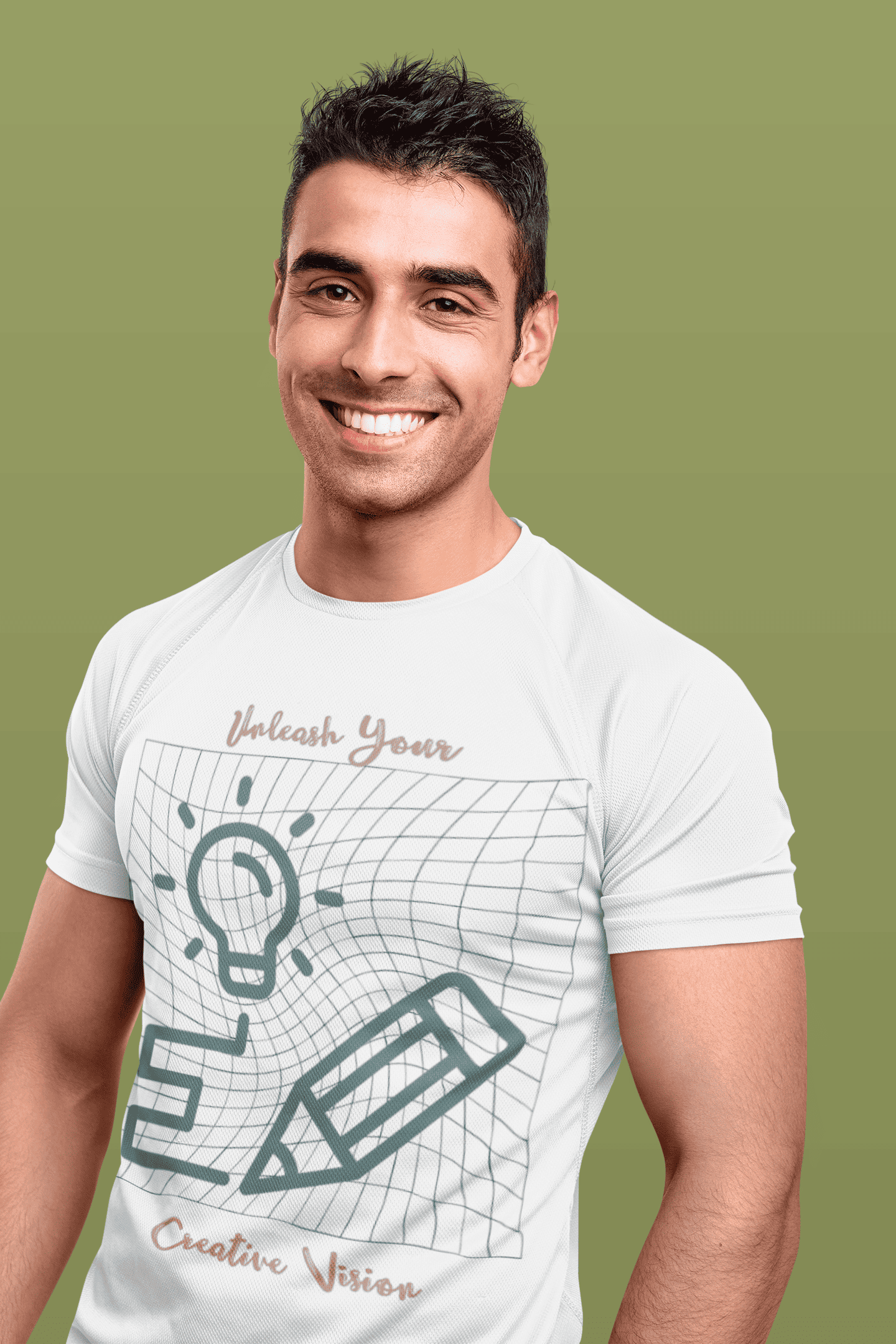 Front view of Create Your Pattern Men’s Tee – custom sublimation polyester t-shirt by The Edi Archive