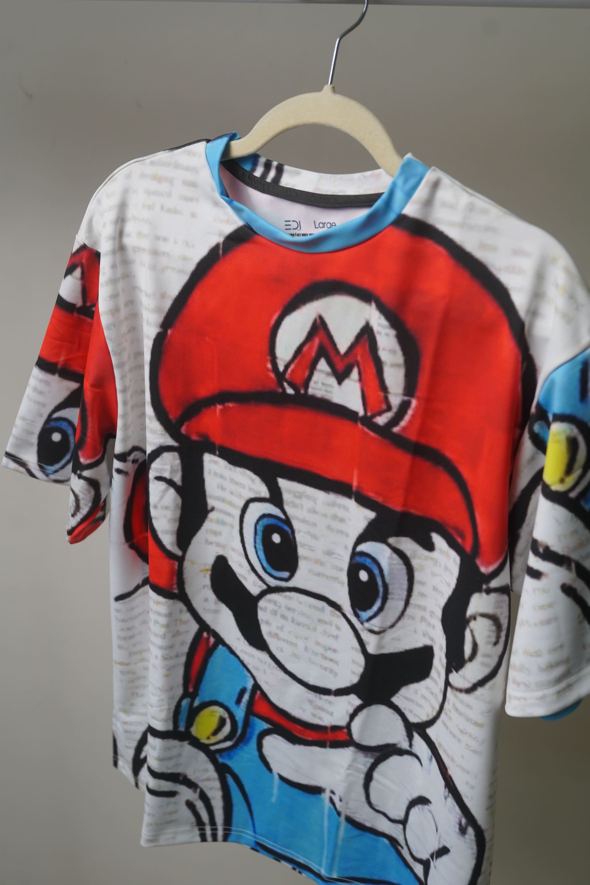 Super Mario Unisex Oversized T-Shirt from The Edi Archive - Top View
