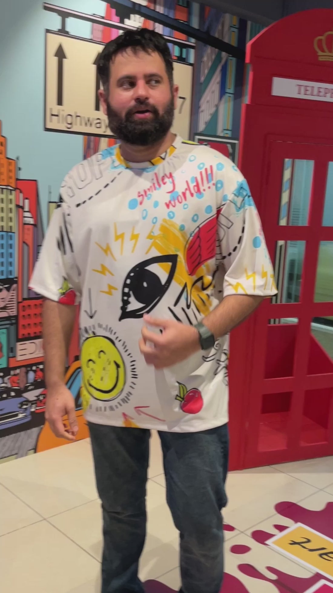 Man wearing Smiley Sun Oversized T-Shirt  from The Edi Archive