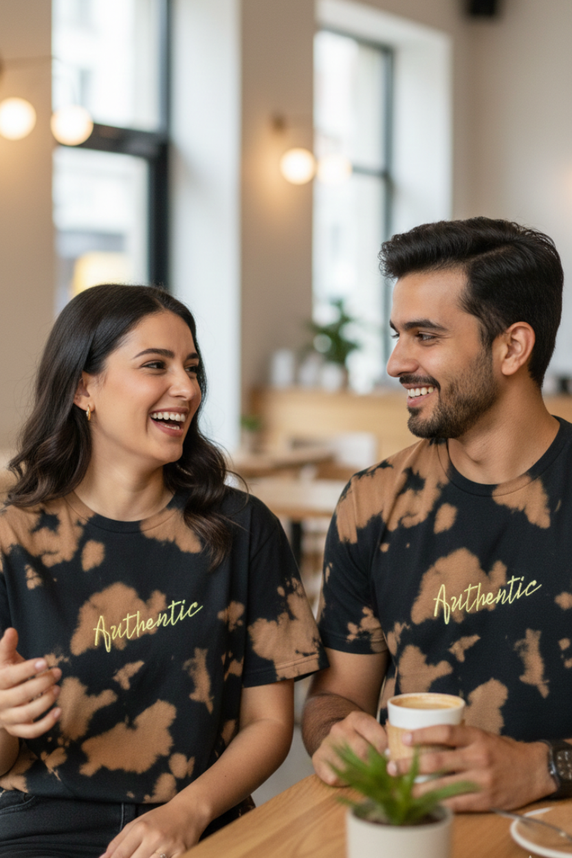 Authentic - Black Tie-Dye Embroidered Oversized Unisex T-Shirt