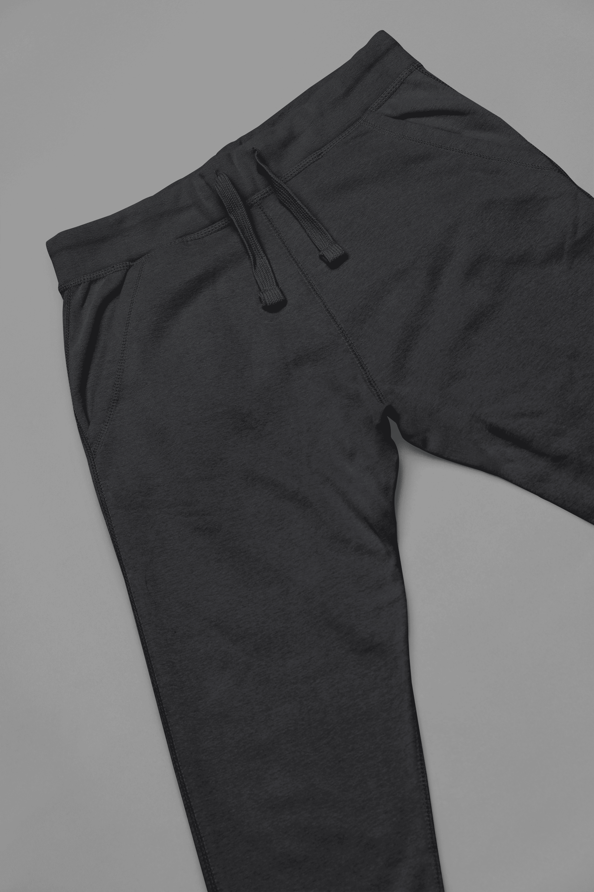 Black joggers close-up view