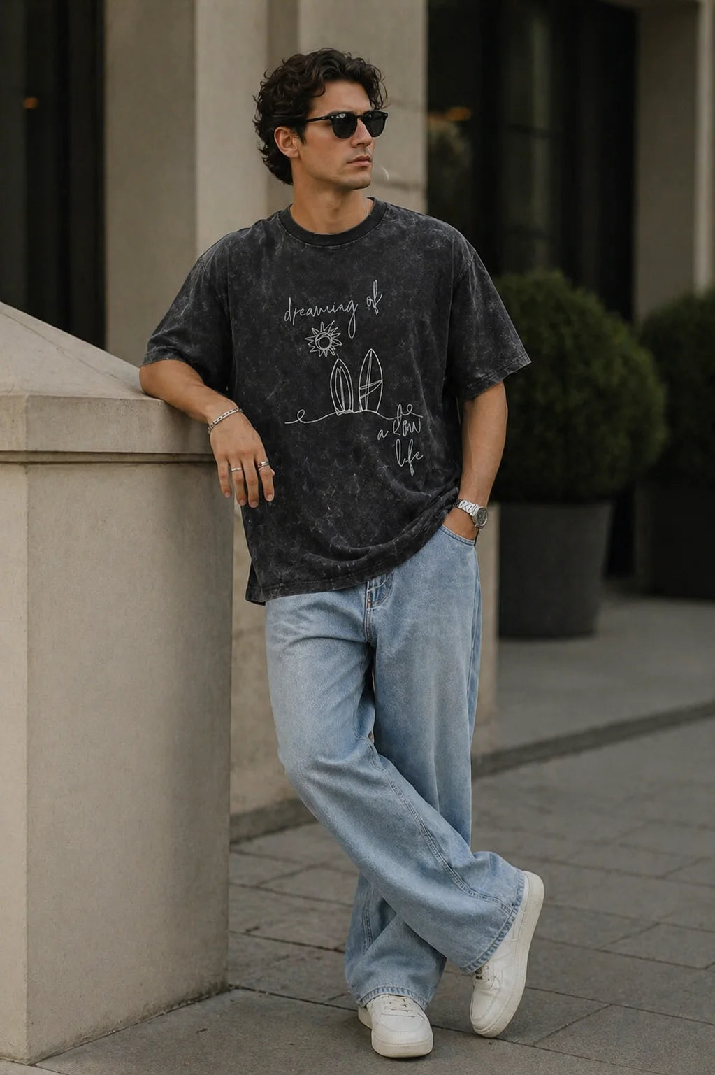 Dreaming of a Slow Life Unisex Oversized T-Shirt male front styling Ctrl+Me The Edi Archive
