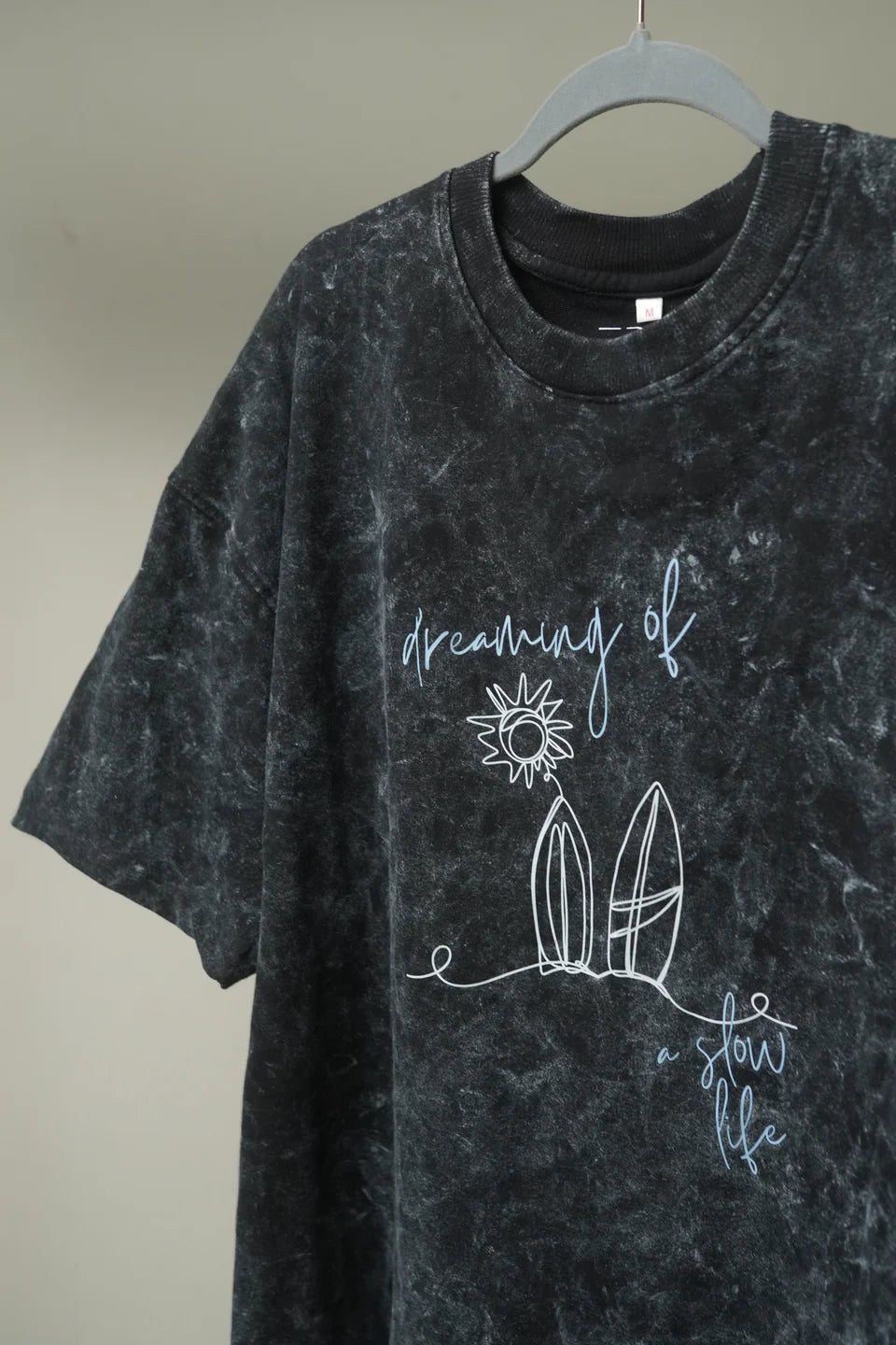 Dreaming of a Slow Life Unisex Oversized T-Shirt fabric and neckline detail Ctrl+Me The Edi Archive