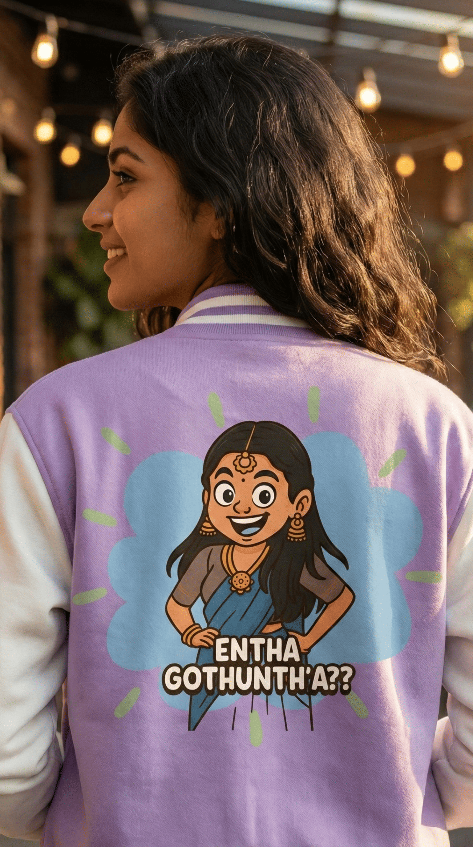 Entha Gothuntha Unisex Varisty jacket from The Vault of The Edi Archive, back detailing