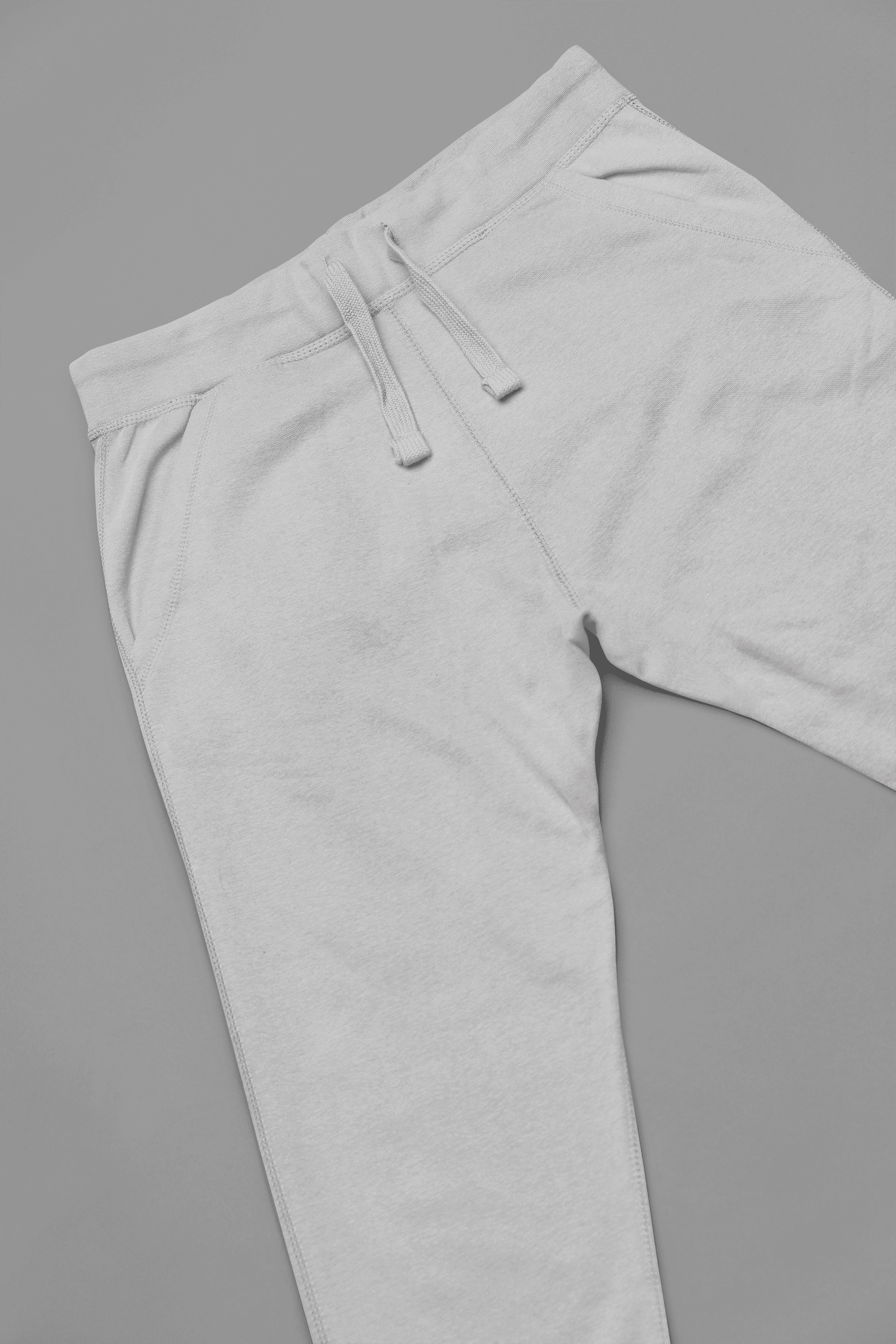 Grey joggers close-up view