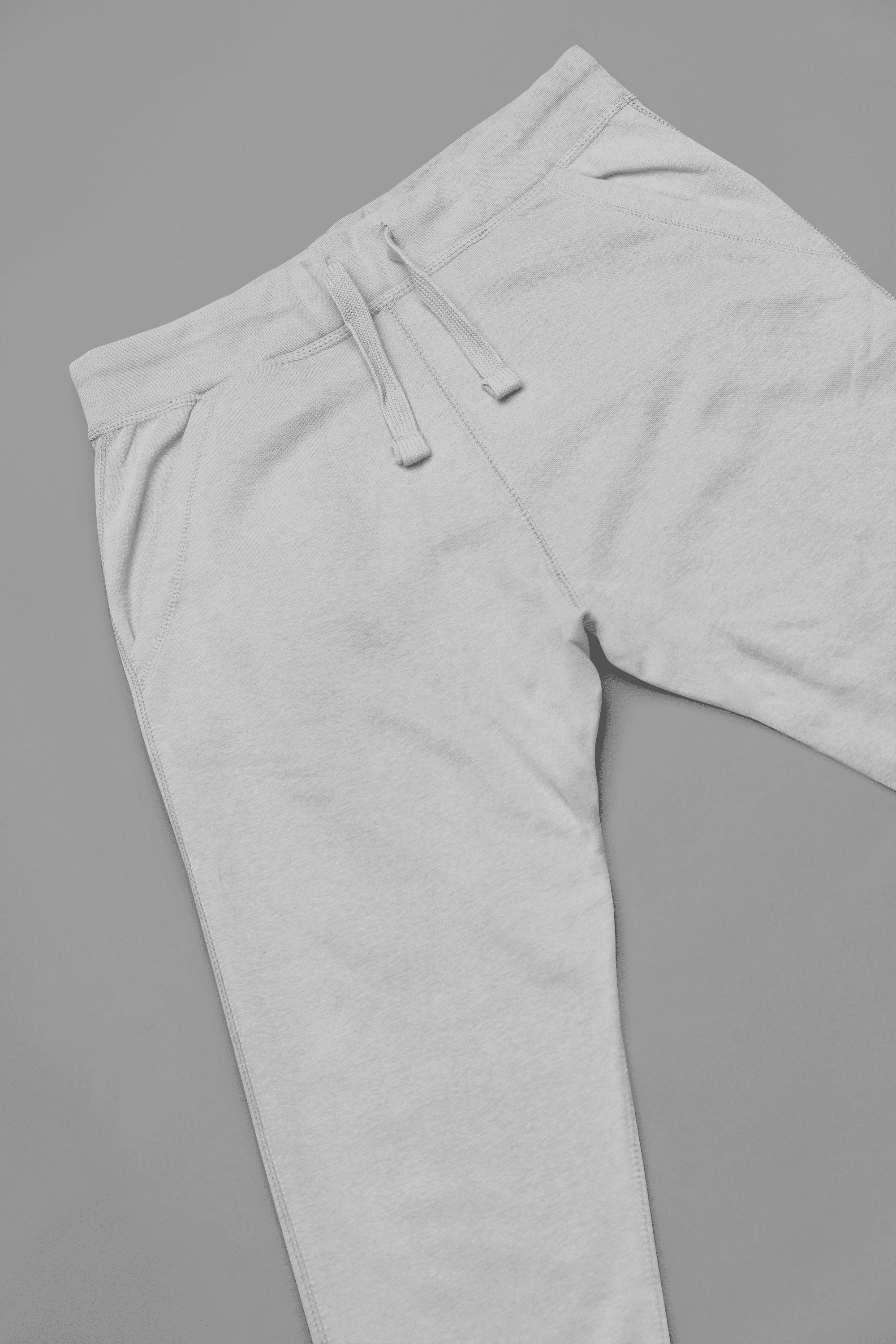 Grey joggers close-up view