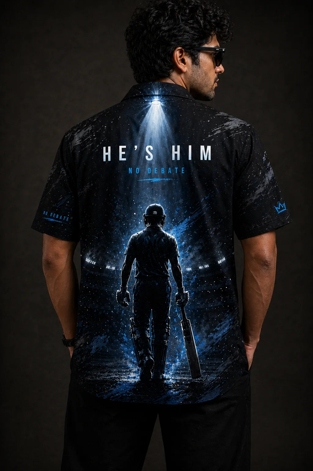 He’s Him Oversized Cricket Hawaiian Shirt Back View Black Loudmouths Collection The Edi Archive India