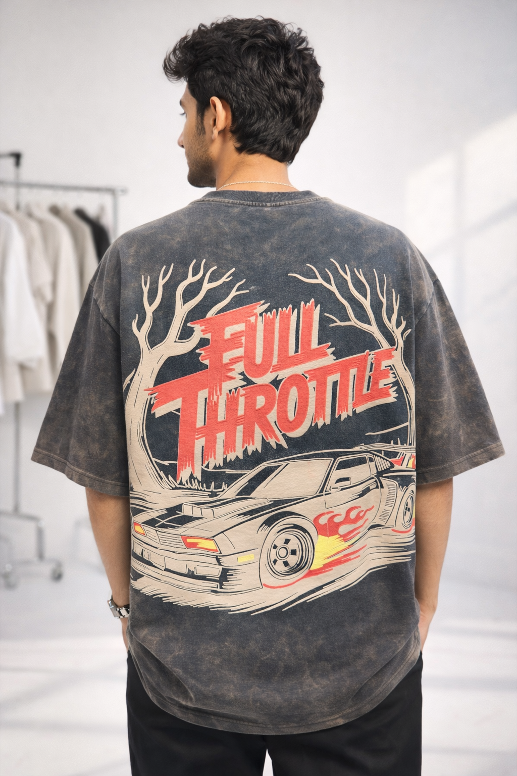 Man in Full Throttle Grey Unisex Puff French Terry Oversize T-Shirt from The Edi Archive's Ctrl+Me collection