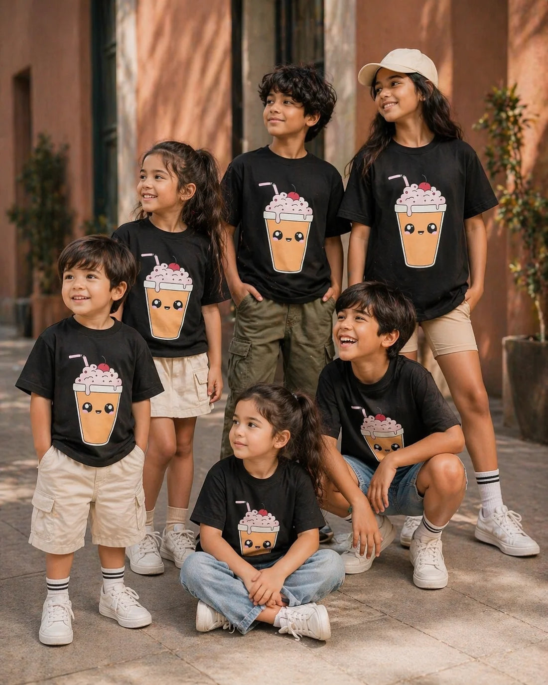 Lil Milkshake Tee Kids T-Shirt by The Edi Archive, unisex cotton graphic tee with puff print detail, kids streetwear from CTRL+ME collection
