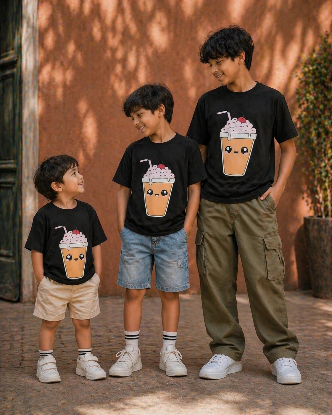 Lil Milkshake Tee Kids T-Shirt by The Edi Archive, boys cotton graphic t-shirt with puff print cherry detail from CTRL+ME collection