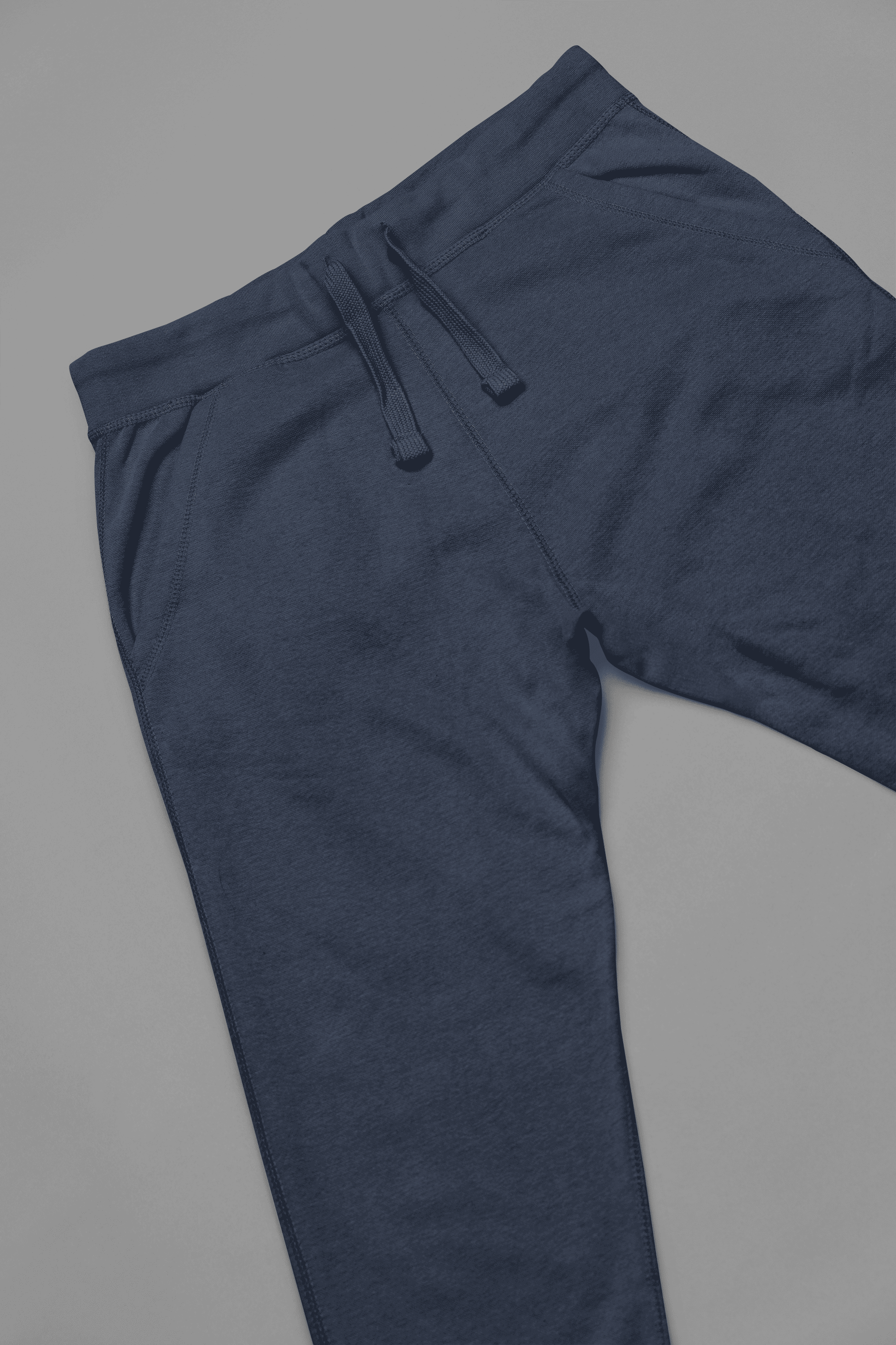 Navy joggers close-up view
